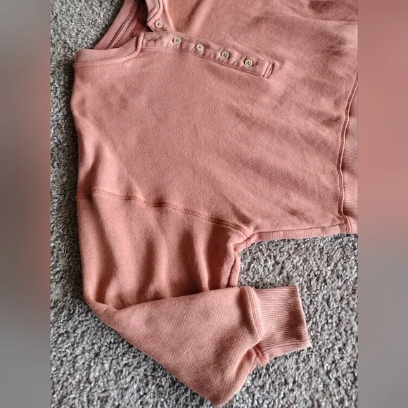 American Eagle Outfitters Henley Crop Boxy Dolam Sleeve Sweater Small - Picture 4 of 9